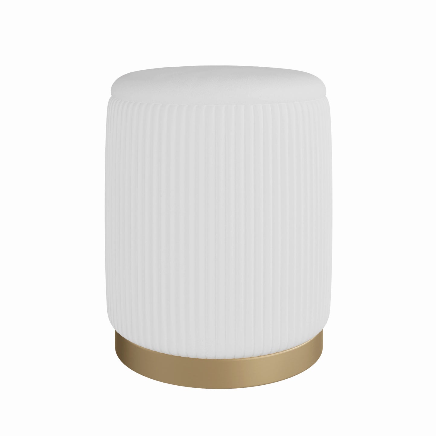 Lyanna Modern Storage Stool with Velvet Seat and Hidden Compartment, White