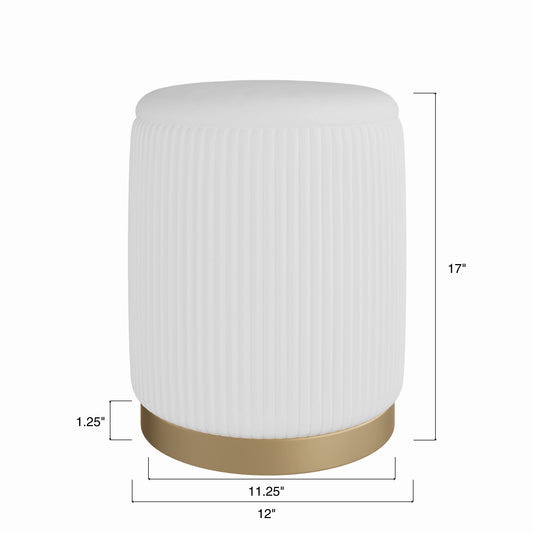 Lyanna Modern Storage Stool with Velvet Seat and Hidden Compartment, White