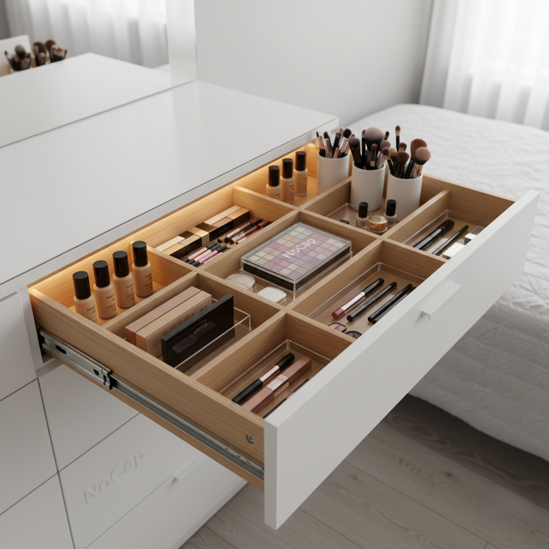 Divisiones internas inteligentes para vanidades de maquillaje