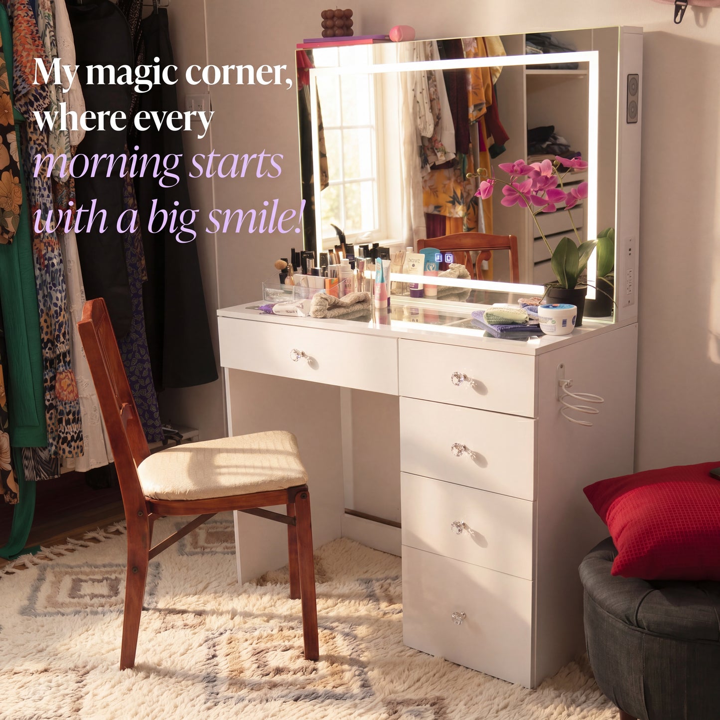 Elena Premium Vanity, LED & Bluetooth